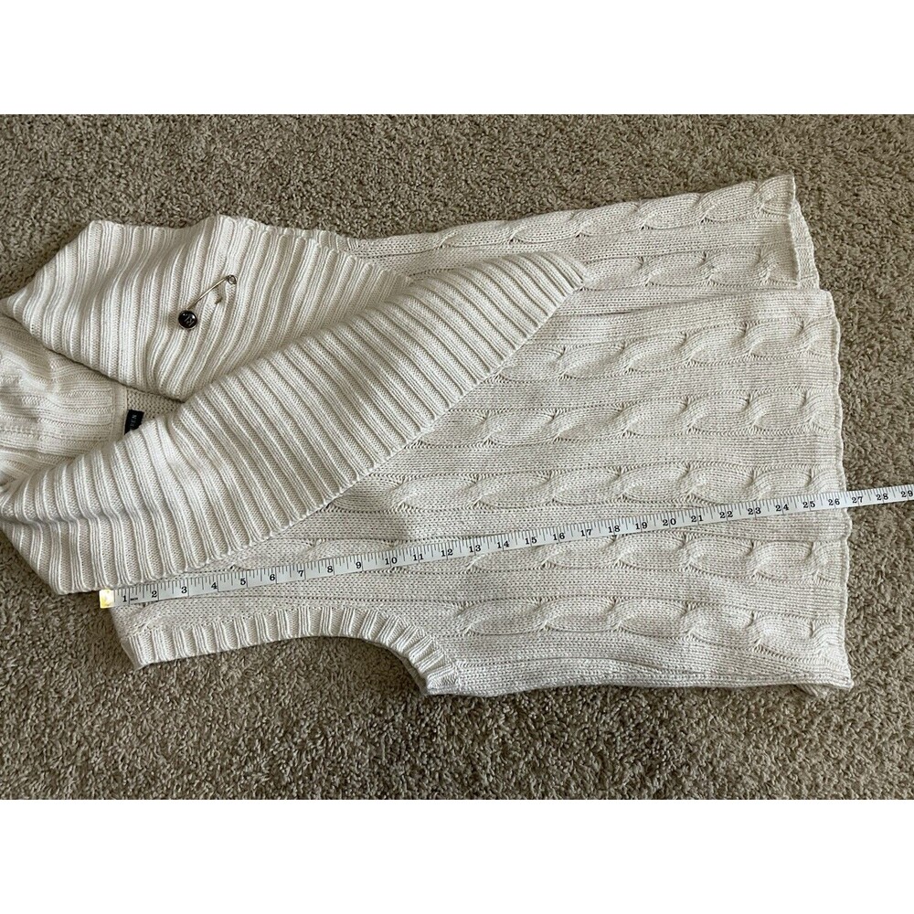 Ralph Lauren, Women’s Cable Knit Sleeveless Cardigan, Ivory, Size: L/G - Picture 4 of 7
